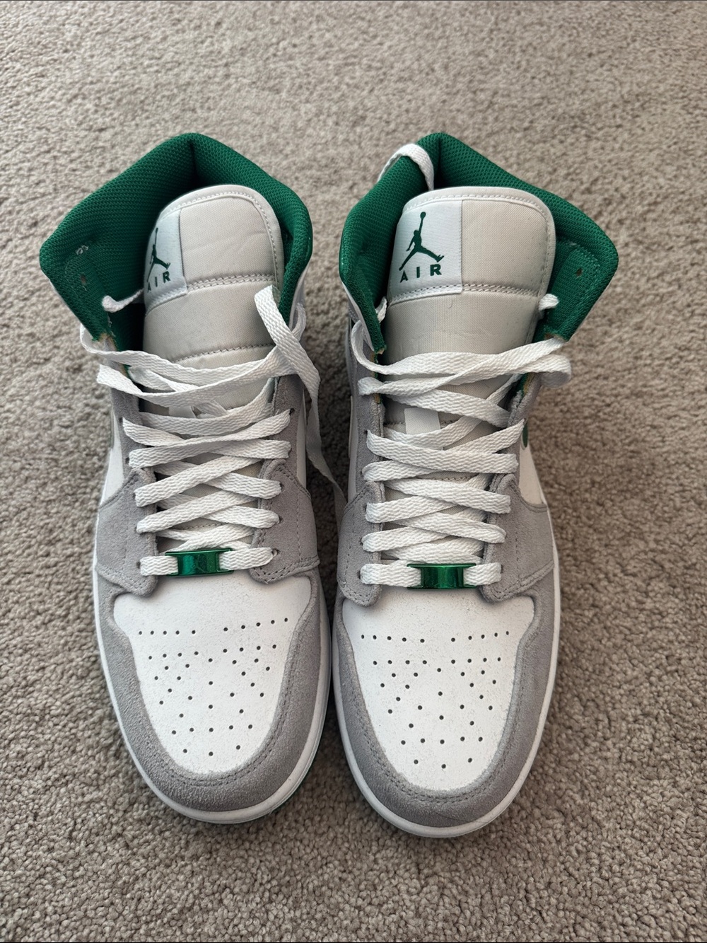 Nike Men’s High-Top Sneakers in White, Gray & Green